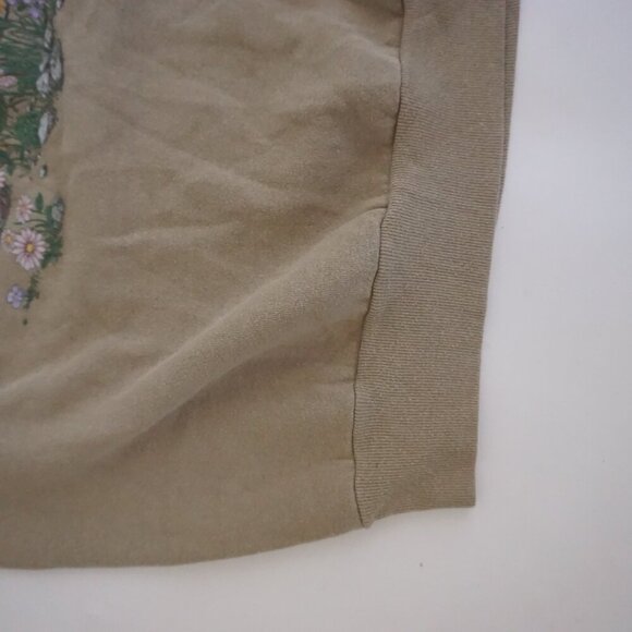 Vintage Morning Sun Tan Fall Graphic Sweatshirt Cabincore Sunflower Garden XL - Picture 10 of 11